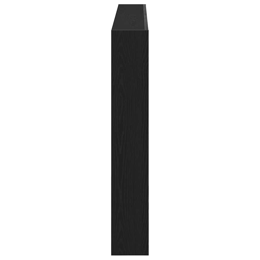 Headboard Cabinet with LED Black Oak 160x17x102 cm