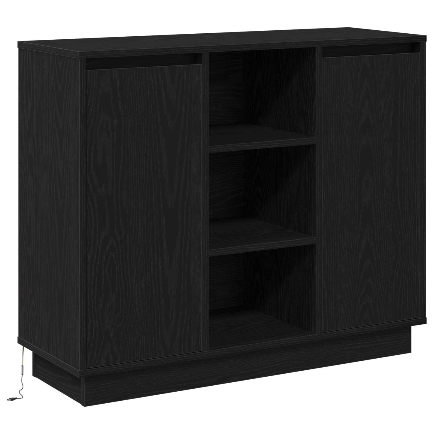 LED Sideboard Black Oak 90 x 32 x 75 cm Engineered Wood