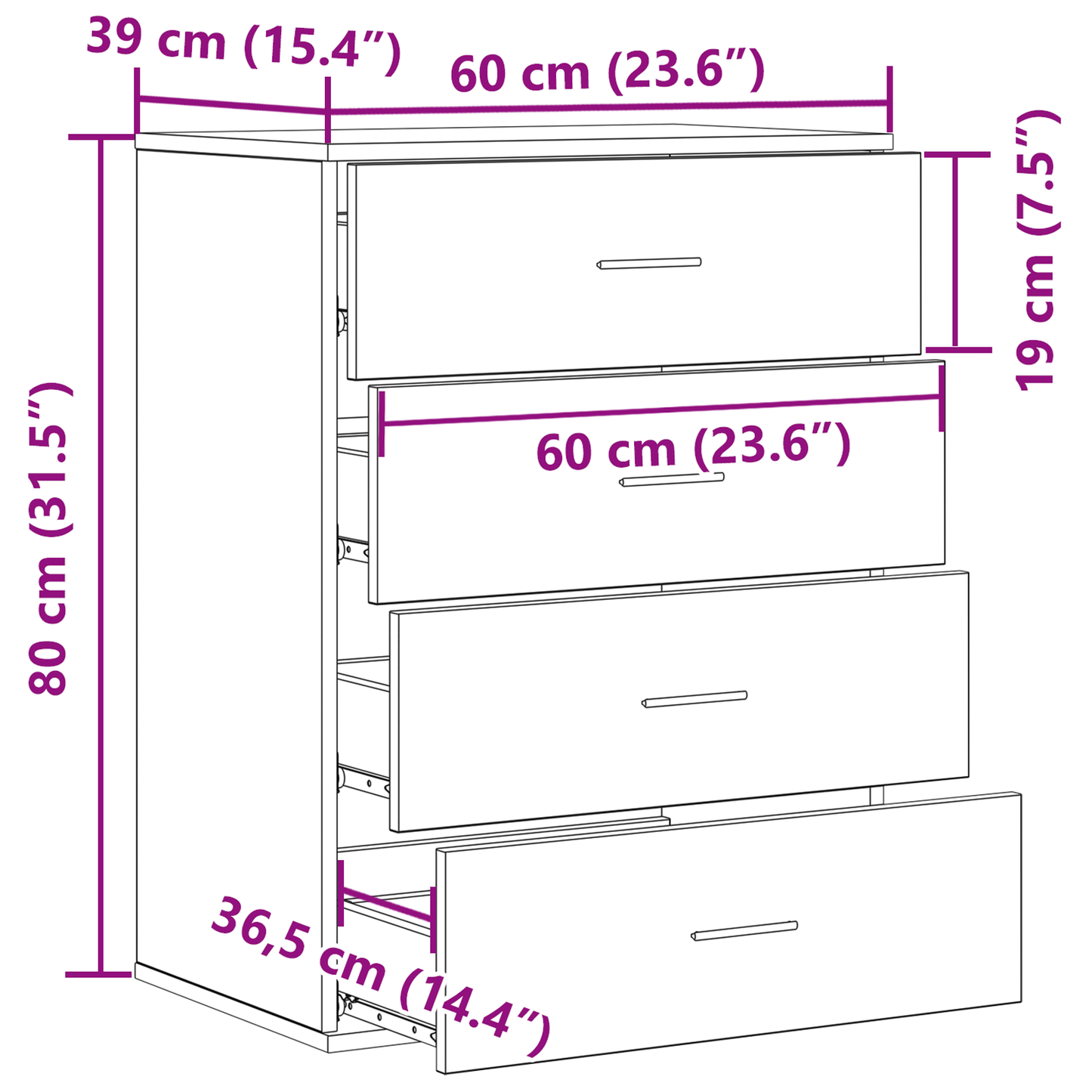 Sideboard with Drawer Old wood 60 x 39 x 80 cm Engineered wood