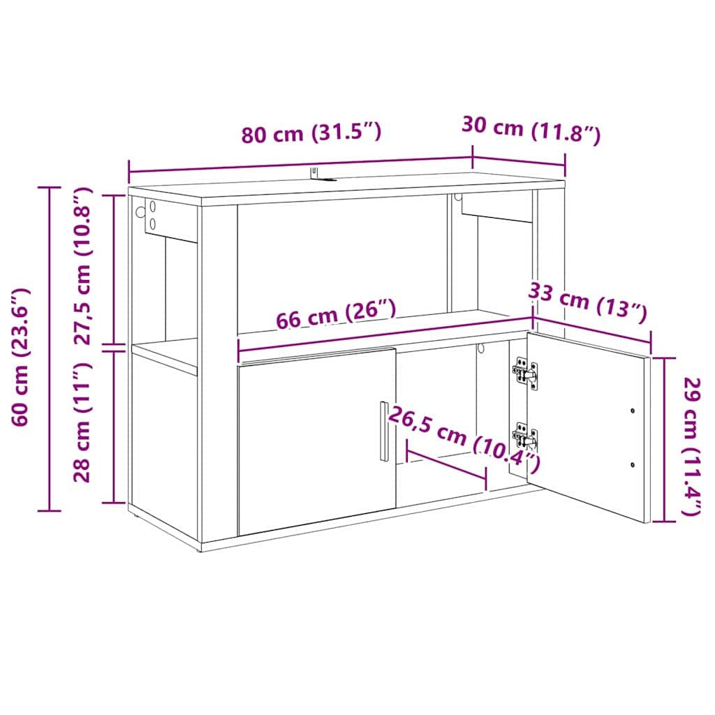 Sideboard Black oak 80 x 30 x 60 cm Engineered wood