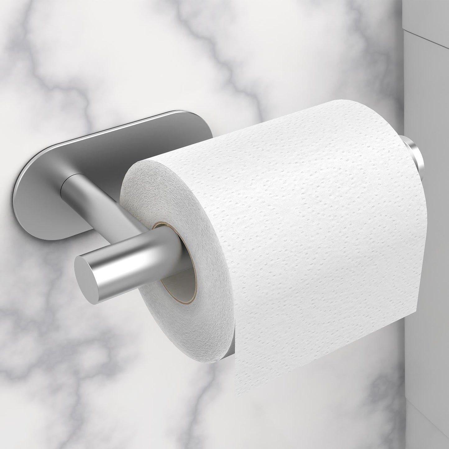 VINSANI 2pk TOILET ROLL DISPENSER SELF ADHESIVE BRUSH SILVER 1010071