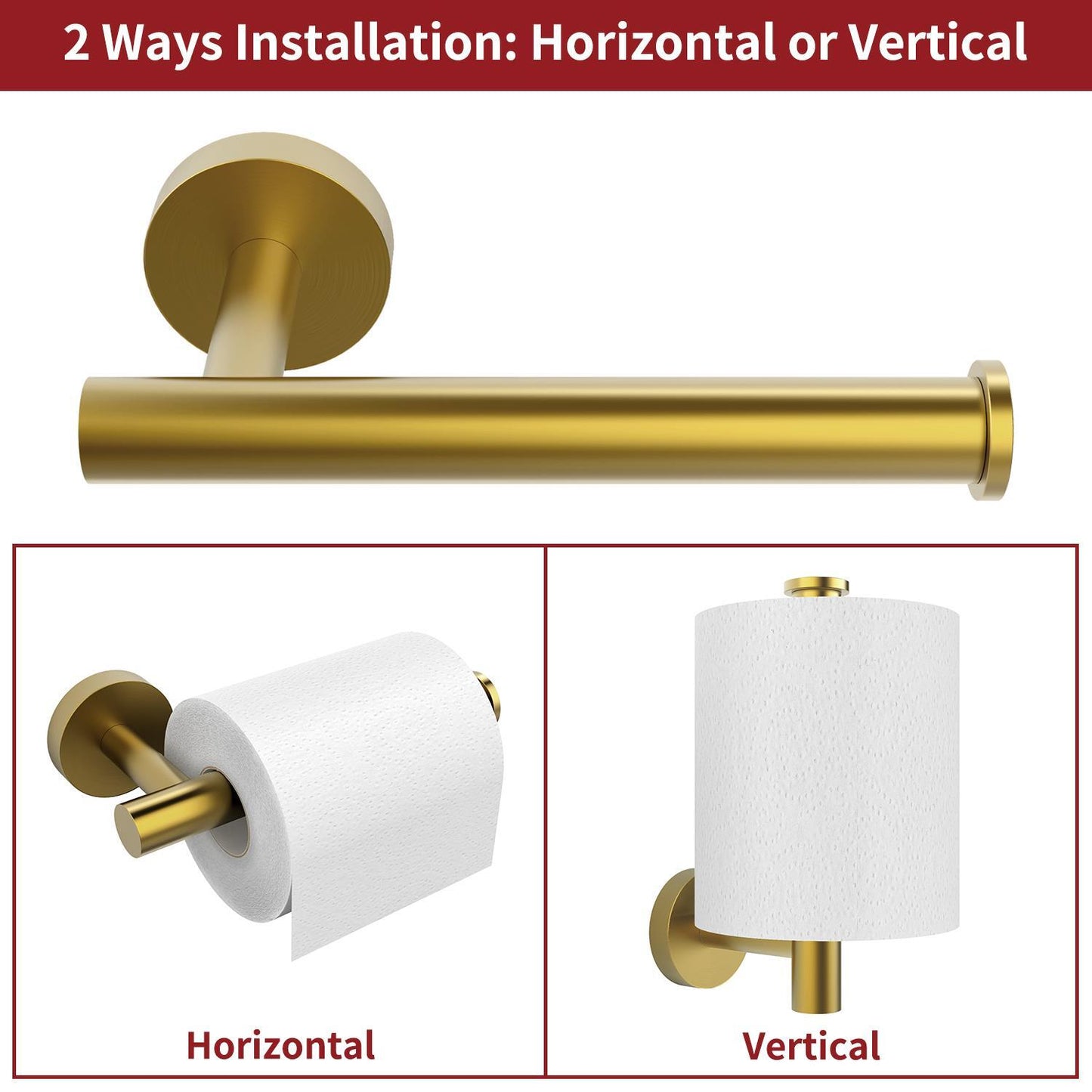 VINSANI 1pk TOILET ROLL DISPENSER GOLDEN 1010076