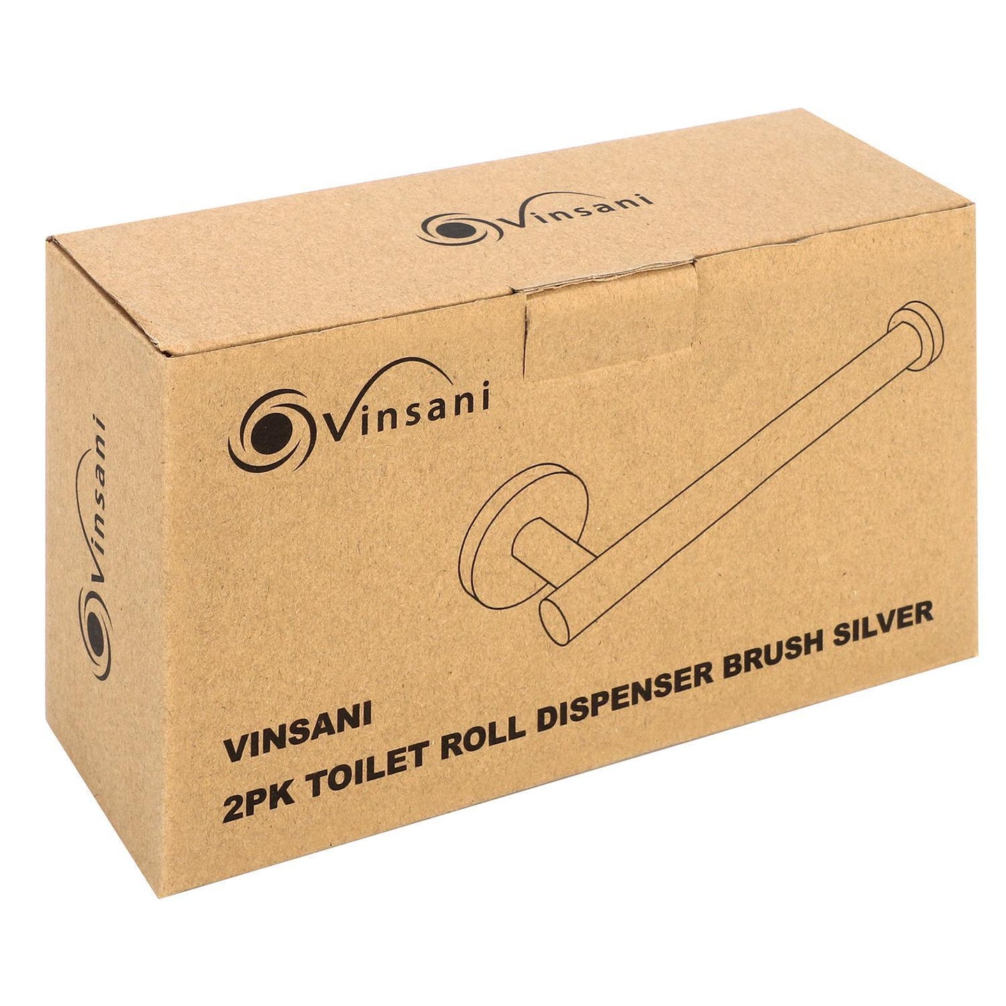 VINSANI 2pk TOILET ROLL DISPENSER BRUSH SILVER 1010073