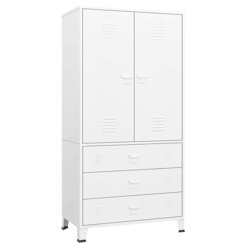 Industrial Wardrobe White 90x50x180 cm Metal
