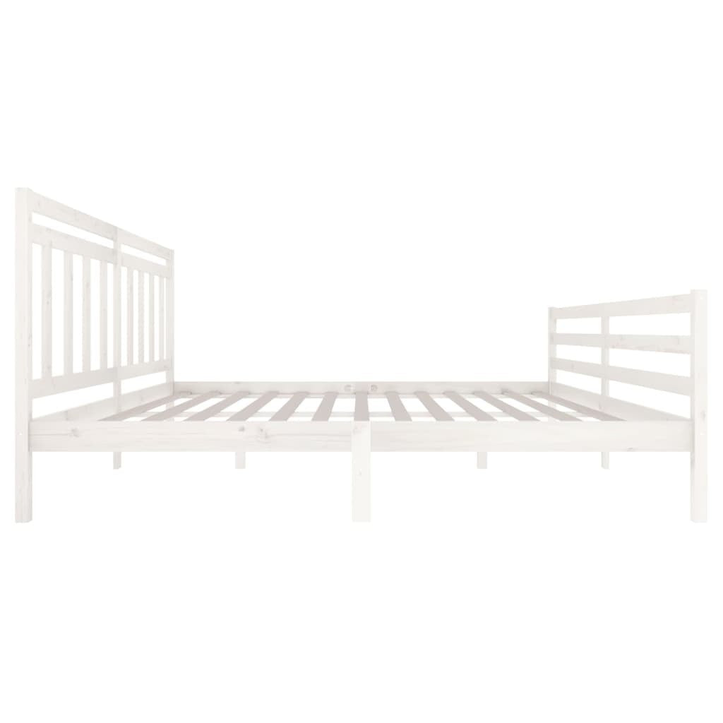 Bed Frame White Solid Wood 200x200 cm