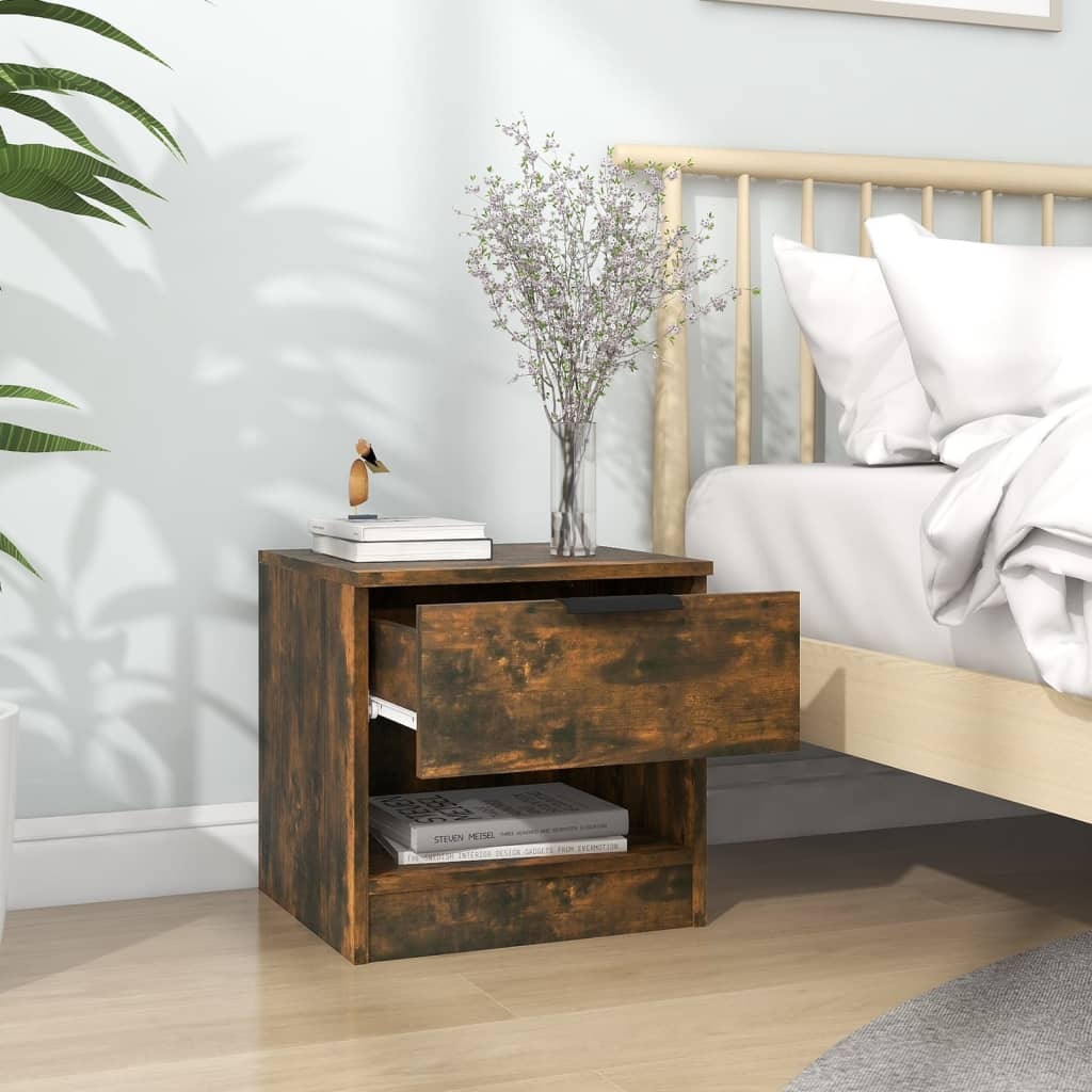Bedside Cabinets 2 pcs Smoked Oak Engineered Wood