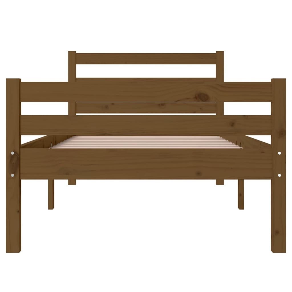Bed Frame Honey Brown Solid Wood 75x190 cm Small Single
