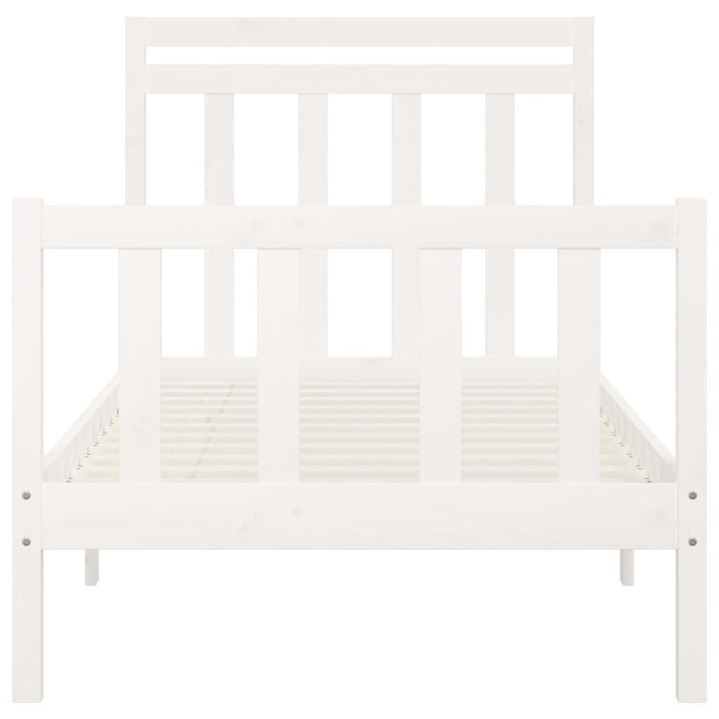 Bed Frame White Solid Wood Pine 100x200 cm