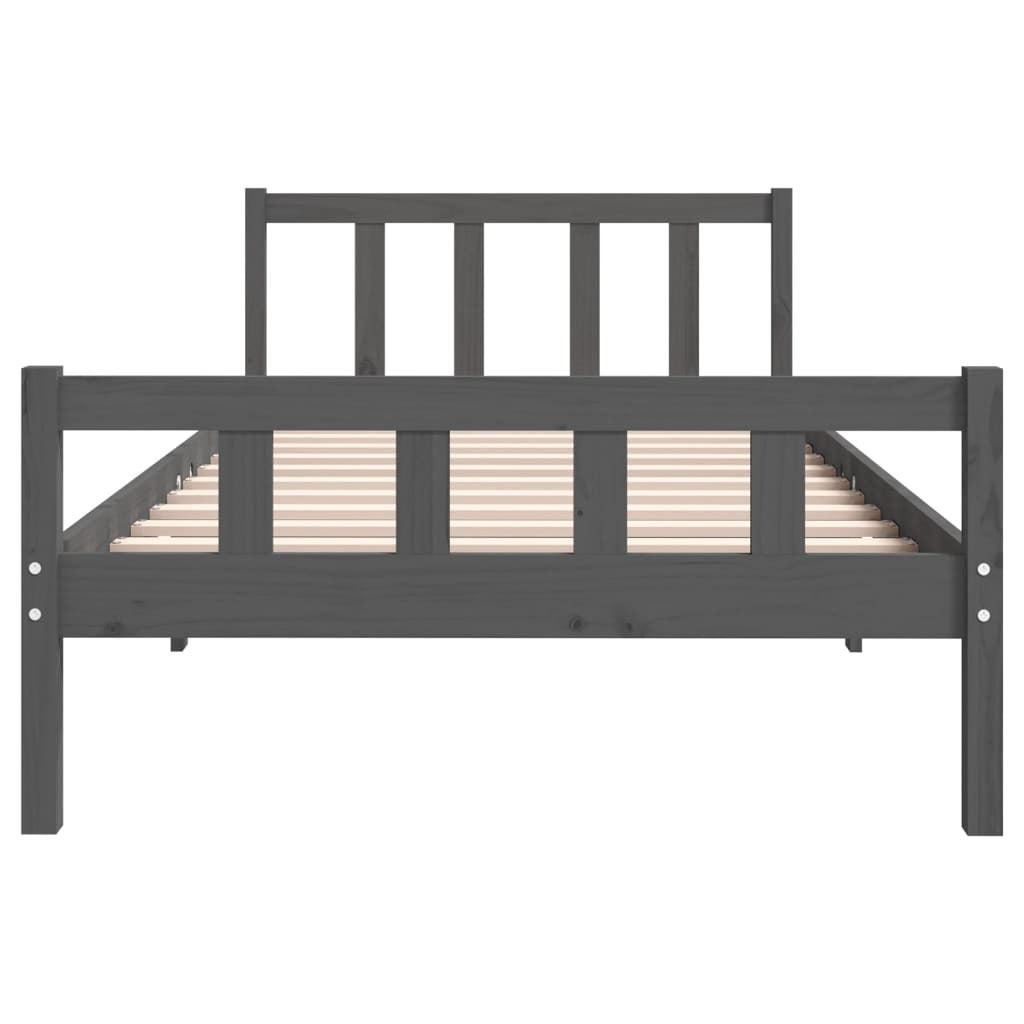 Bed Frame Grey Solid Wood 100x200 cm