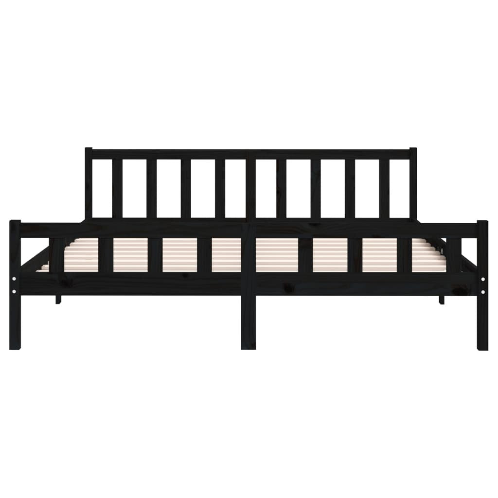 Bed Frame Black Solid Wood 200x200 cm