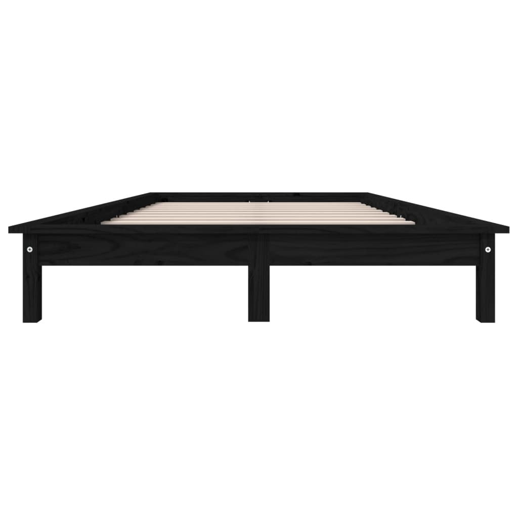 Bed Frame Black 140x190 cm Solid Wood Pine