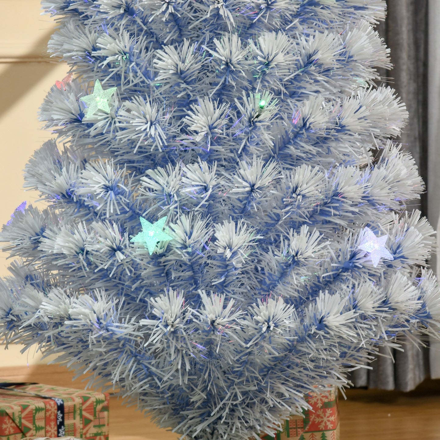 Artificial Fibre Christmas Tree Seasonal Deco 21 LED Easy Store 5FT White Blue