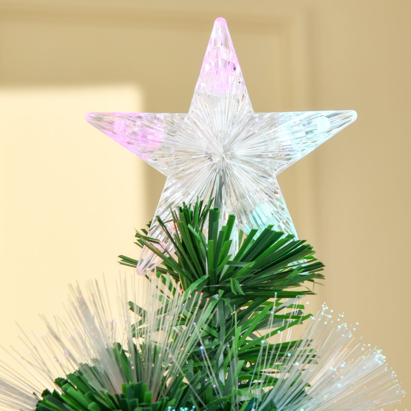 6FT Multicoloured Artificial Christmas Tree Fibre Optic Lights Star Holder