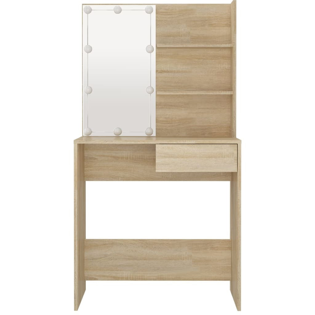 Dressing Table with LED Sonoma Oak 74.5x40x141 cm Engineered Wood