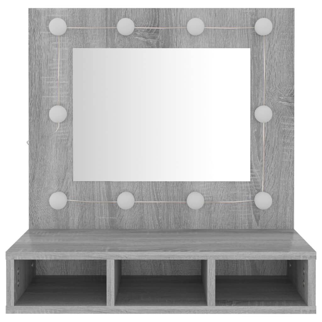Mirror Cabinet with LED Grey Sonoma 60x31.5x62 cm