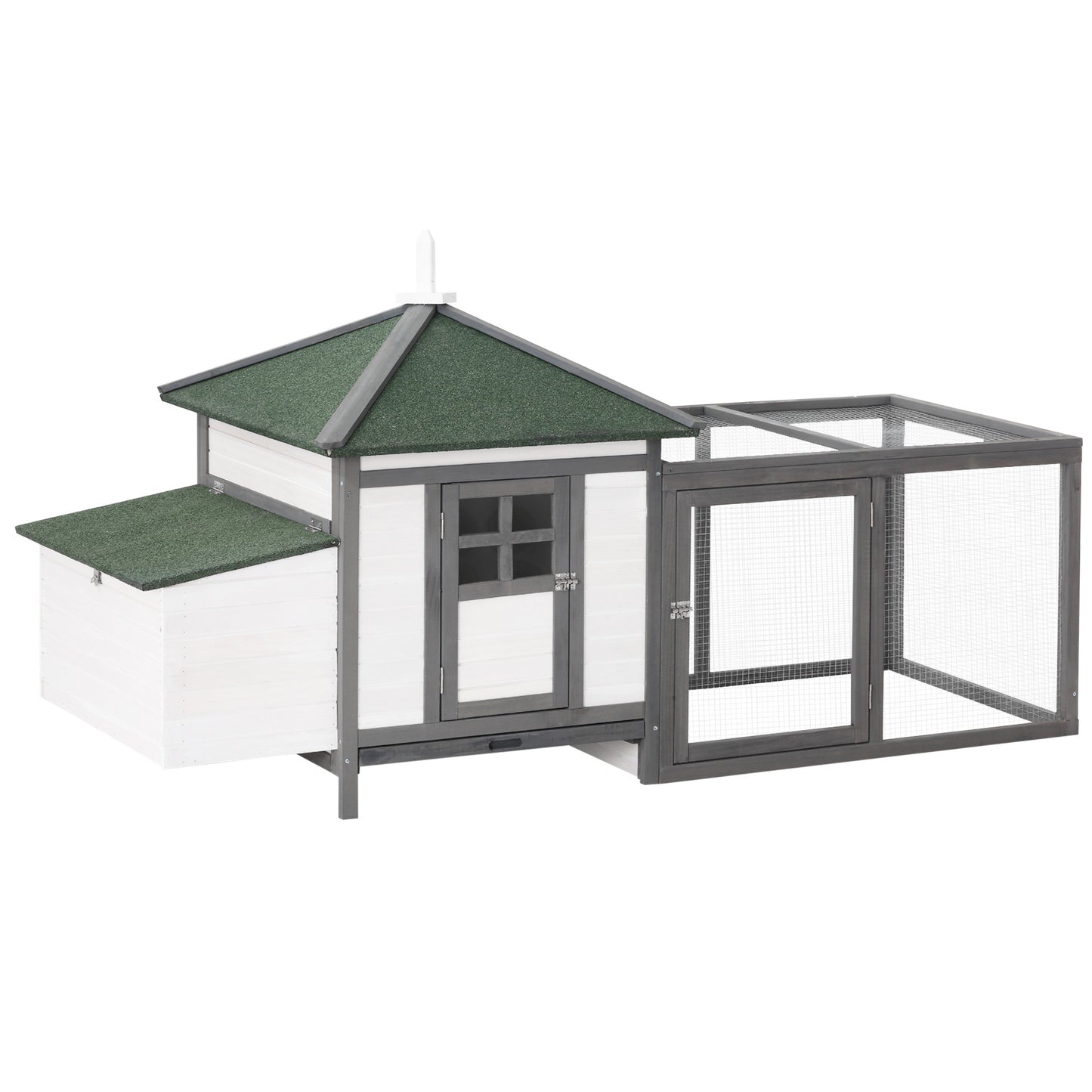 Chicken Coop Small Animal Pet Cage w/ Nesting Box Outdoor Run Backyard Wooden