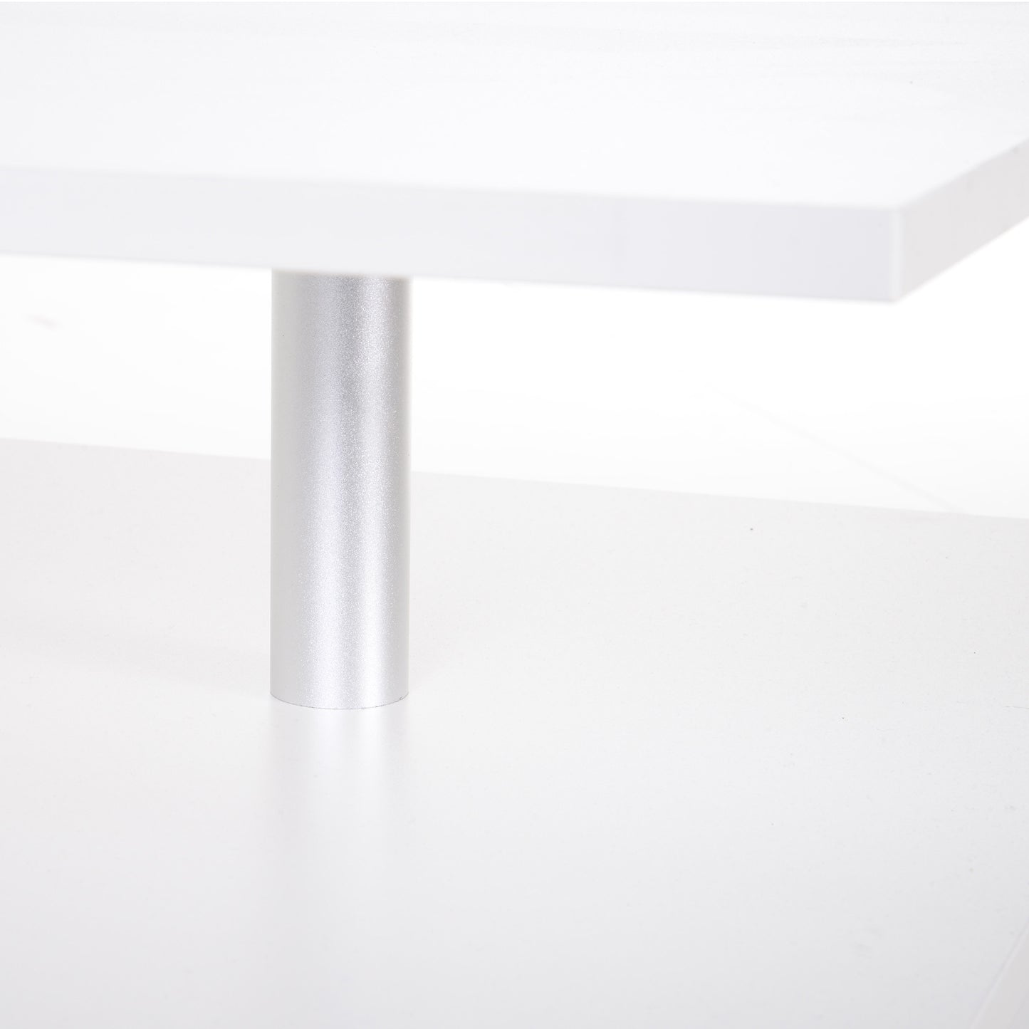 2-Tier Coffee Table Side/End Table Modern Rectangular Design White