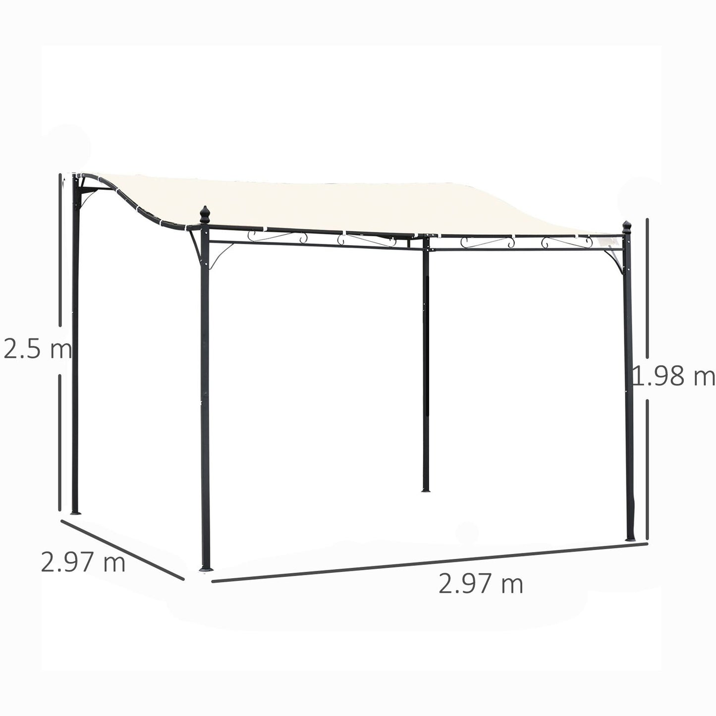 Wall Mounted Black Cream White 3x3 m Awning Metal Frame