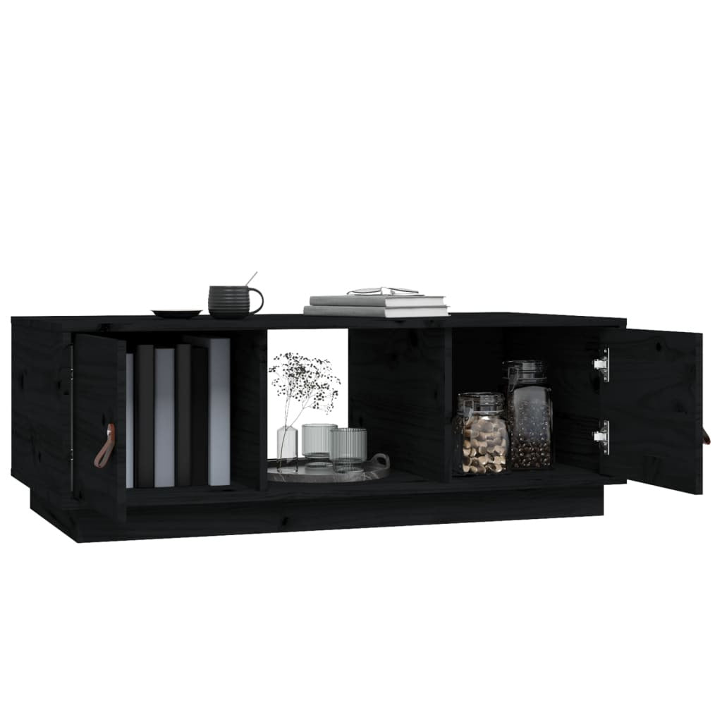 Coffee Table Black 100x50x35 cm Solid Wood Pine