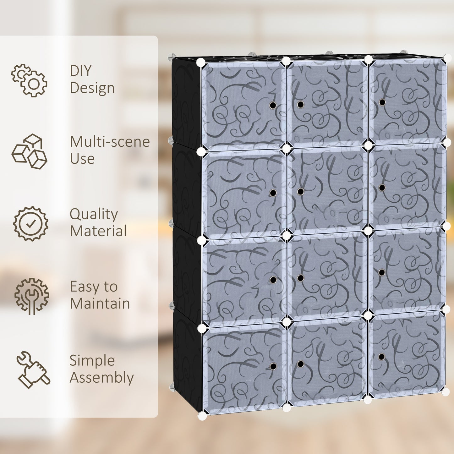 DIY Wardrobe Portable Interlocking Plastic Modular Closet Cube