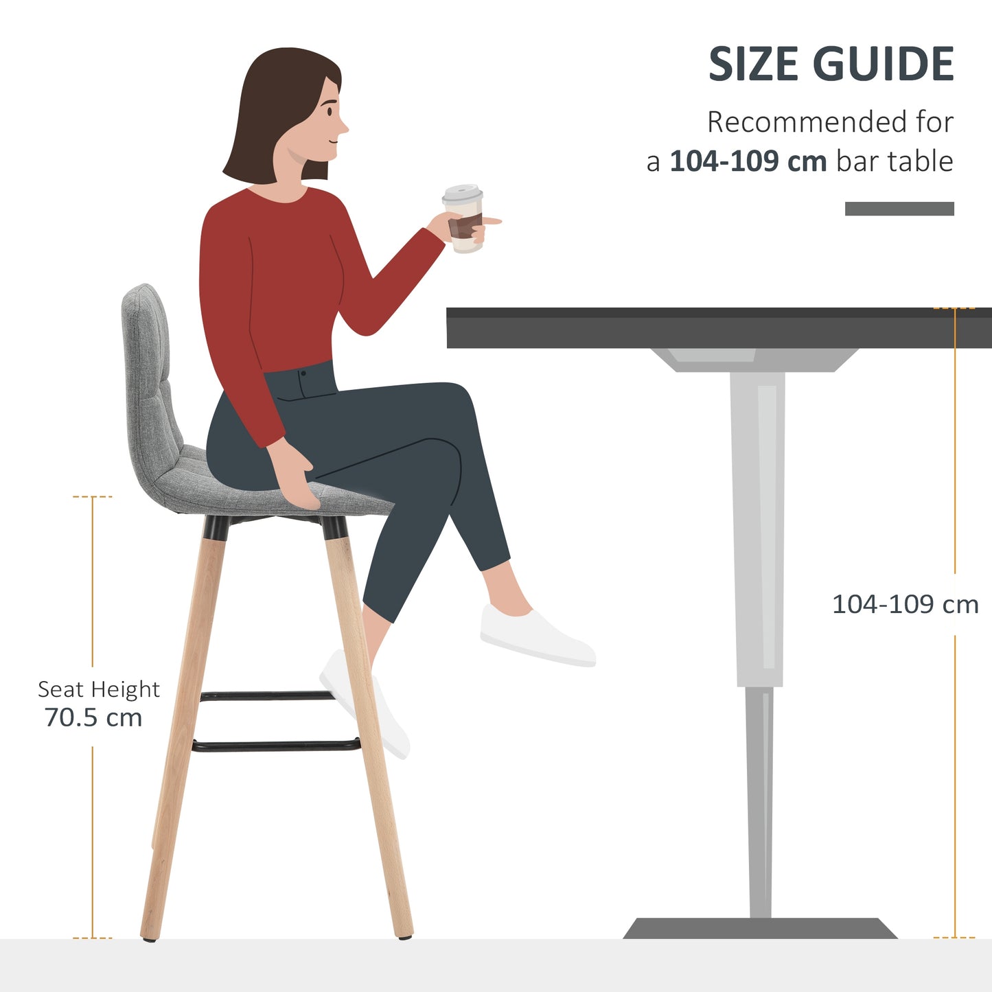 Bar stool Set of 2 Armless Button-Tufted Counter Height Bar Chairs Grey