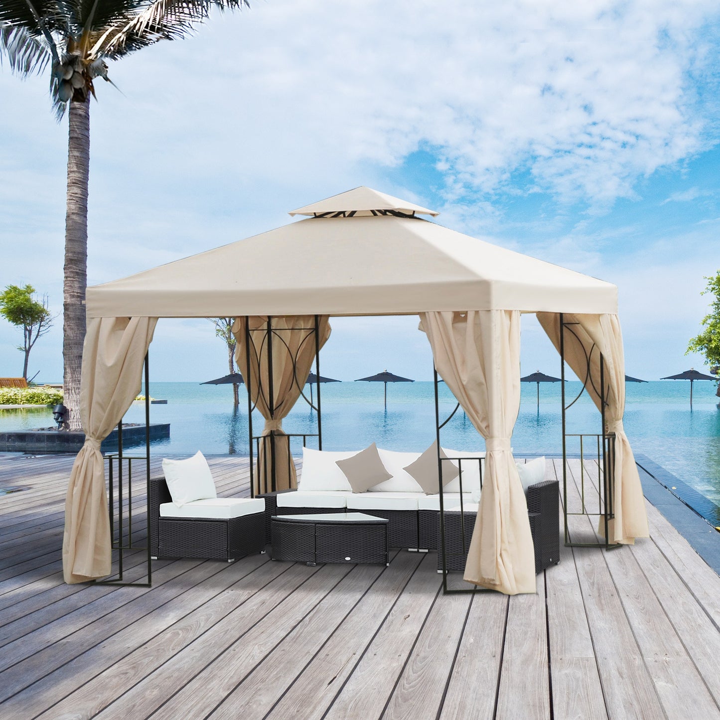 3 x 3m Garden Metal Gazebo Sun Shade Shelter Outdoor Party Tent Svvalka
