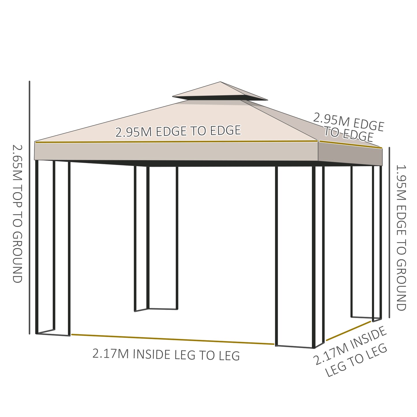 3 x 3m Garden Metal Gazebo Sun Shade Shelter Outdoor Party Tent Svvalka