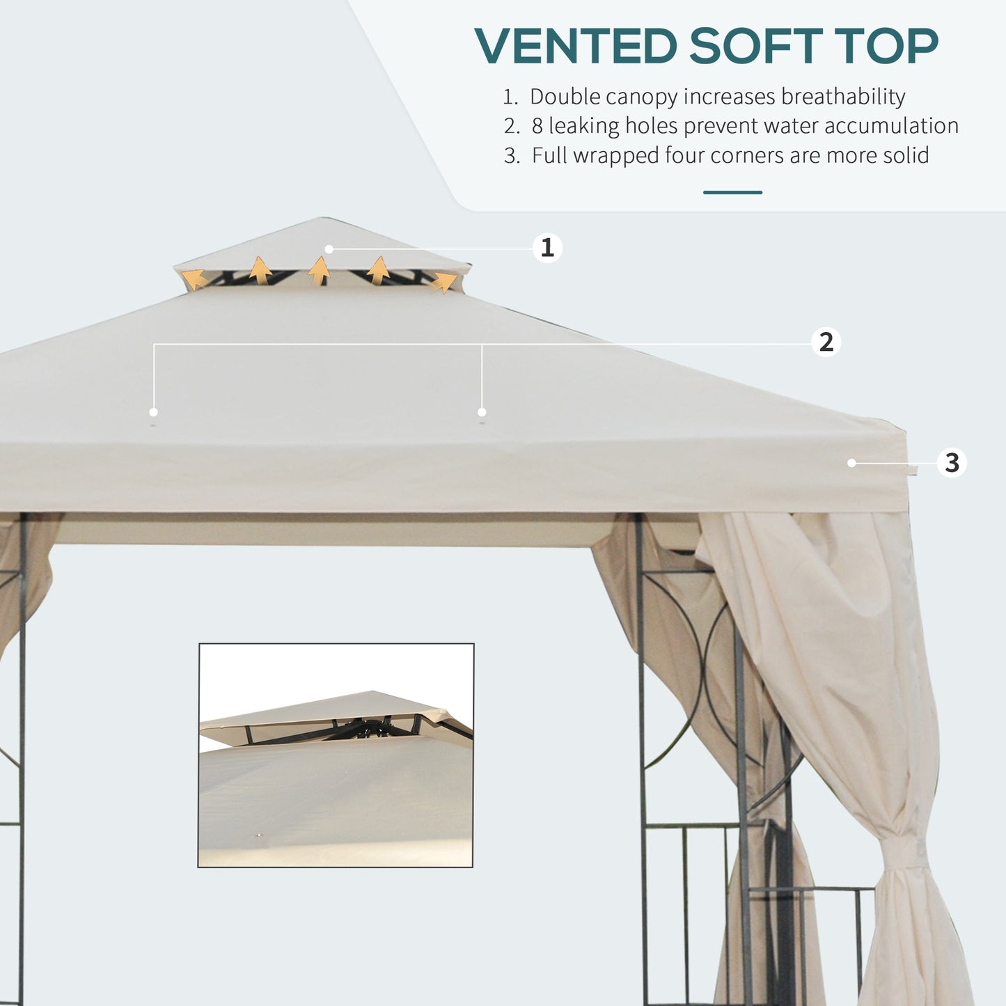 3 x 3m Garden Metal Gazebo Sun Shade Shelter Outdoor Party Tent Svvalka