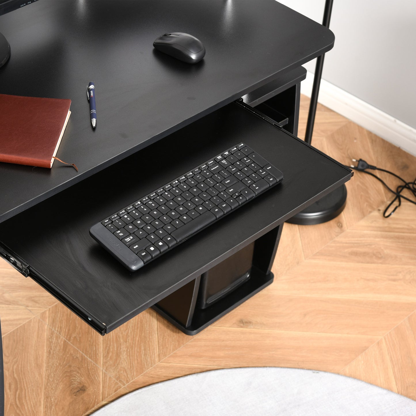 Computer Office Desk Table Workstation w/ Keyboard Tray, Drawer, Black HOMCOM