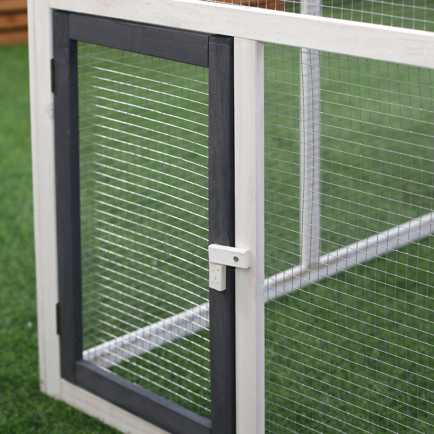 Wooden Chicken Coop Hen House Enclosure with Ramp Run Nesting Box Pawhut