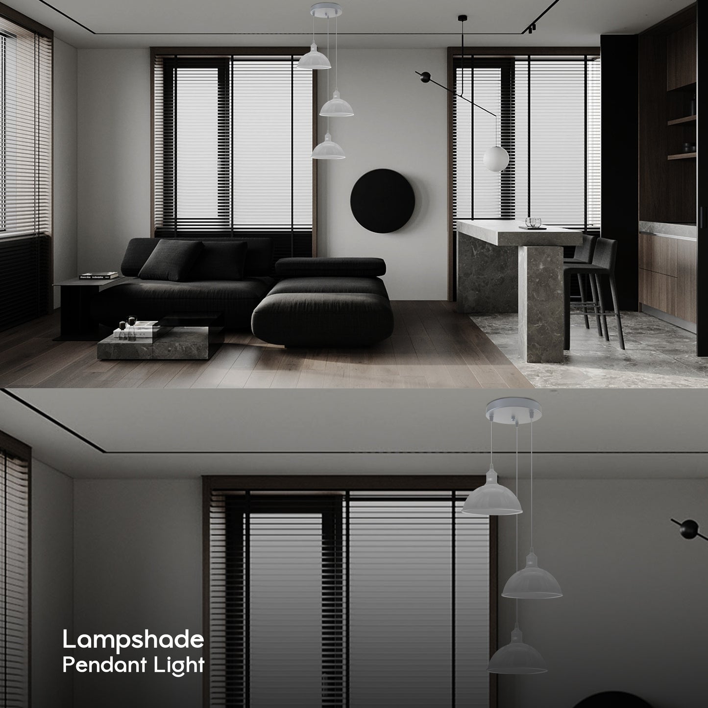 Vintage Industrial Round Three Outlet 21cm Pendant Light White with bulb