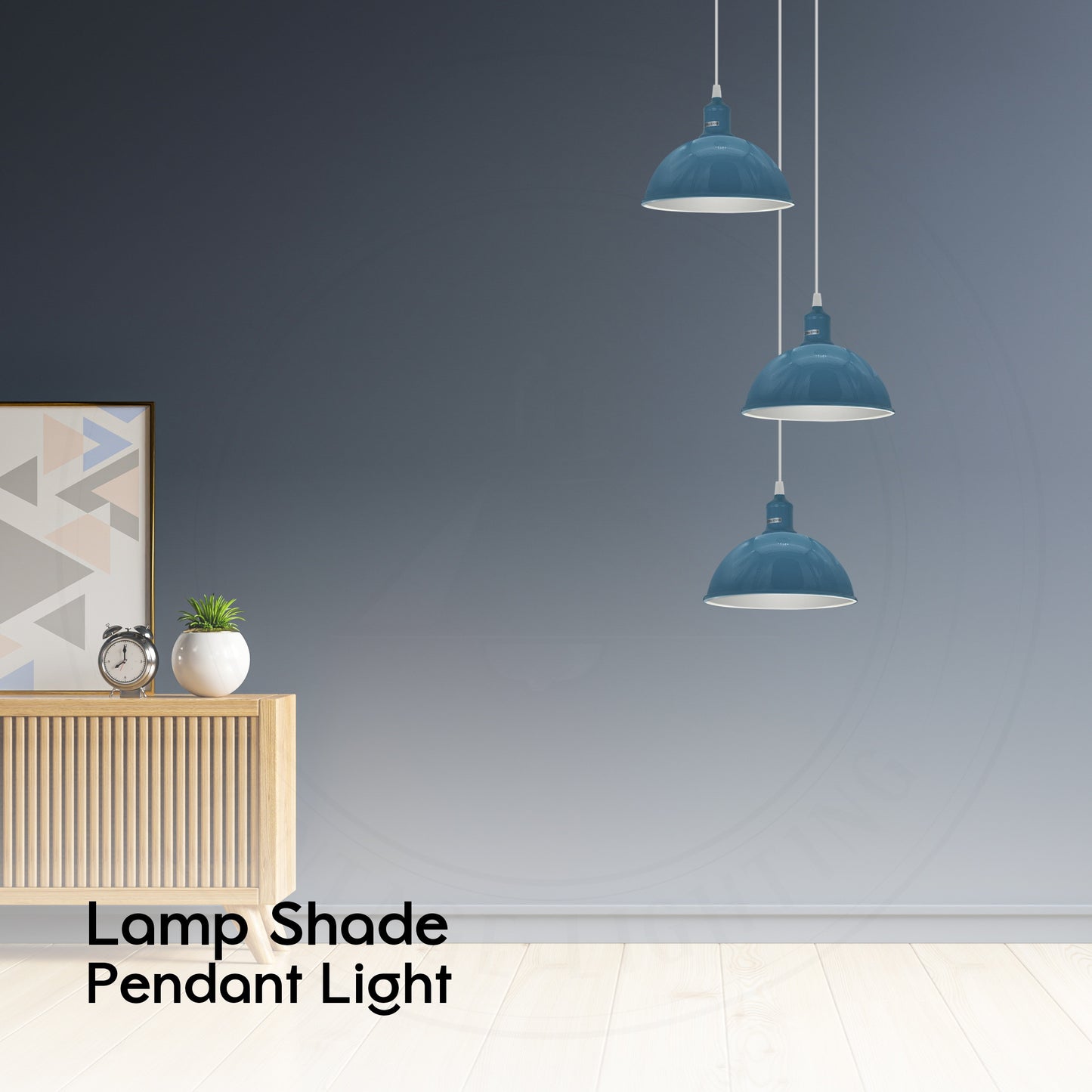 Vintage Industrial Round Three Outlet 21cm Pendant Light Cyan Blue with bulb