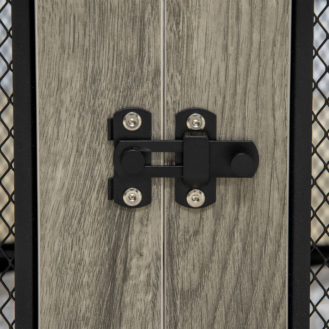 Dog Kennel Furniture End Table w/ Two Doors, Soft Cushion for Large Medium Dogs