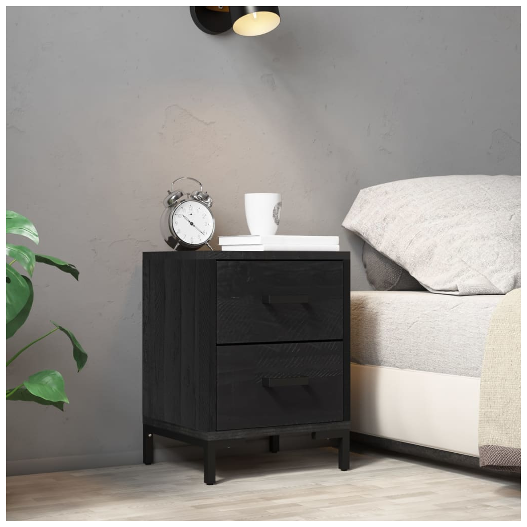 Bedside Cabinet Black 36x30x45 cm Solid Pinewood