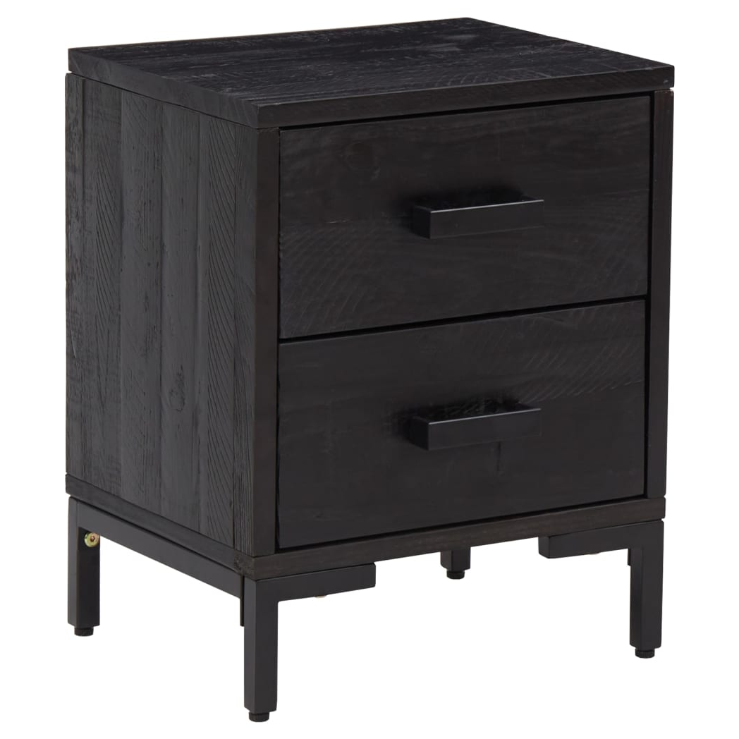 Bedside Cabinet Black 36x30x45 cm Solid Pinewood