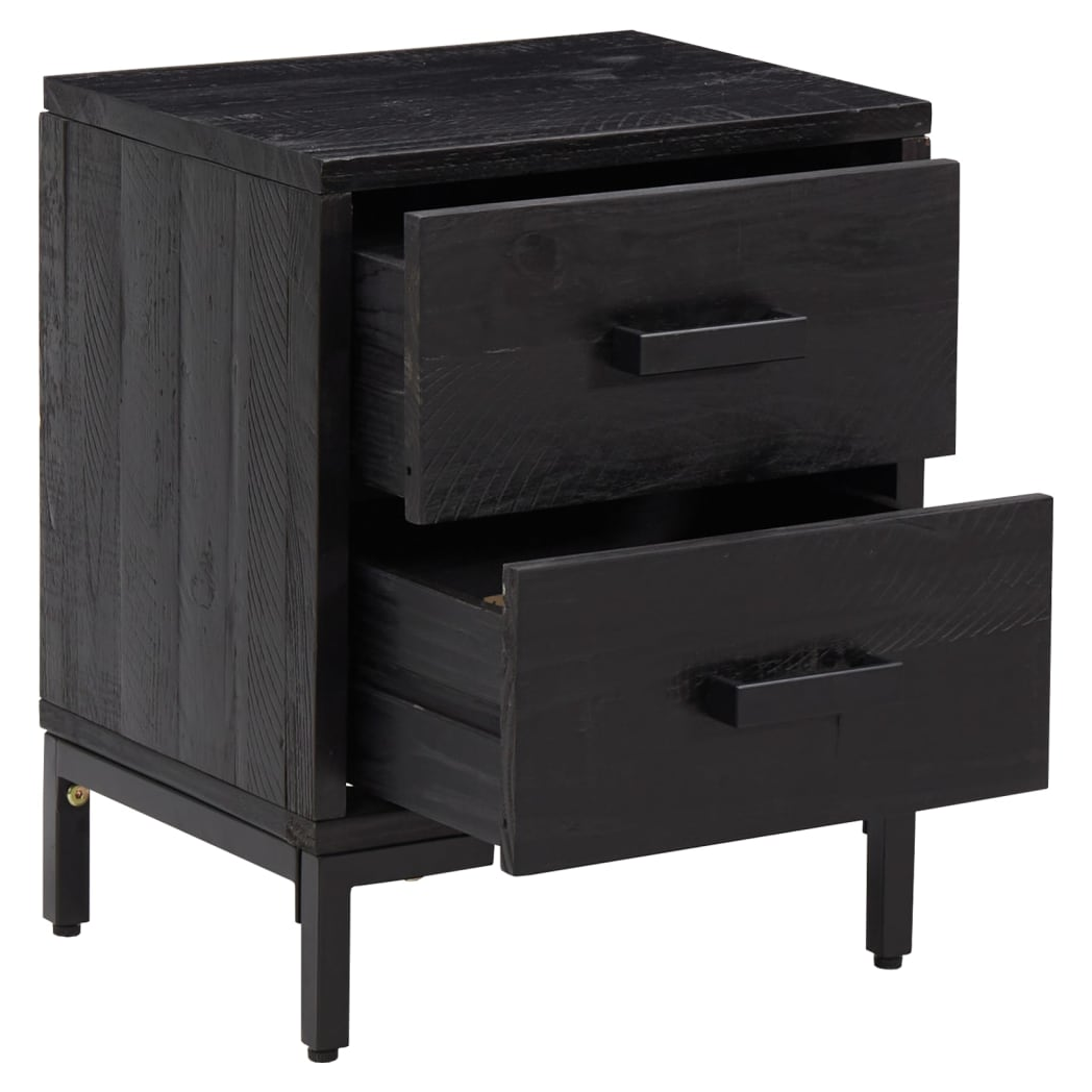 Bedside Cabinet Black 36x30x45 cm Solid Pinewood