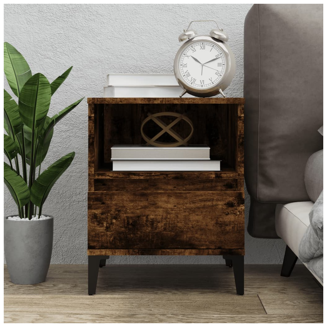Bedside Cabinet Smoked Oak 40x35x50 cm