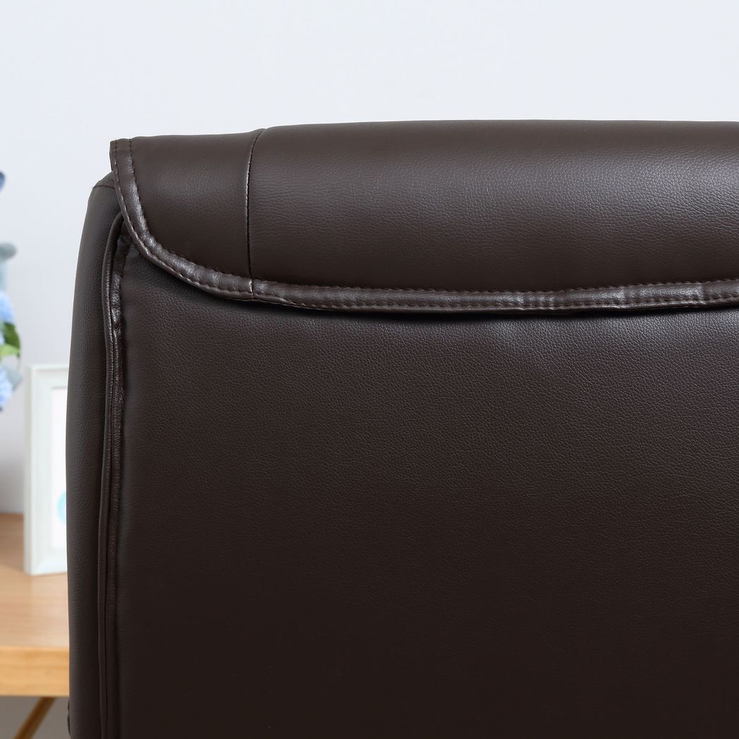 Executive Computer Office Desk Chair High Back Faux Leather Swivel Chair Brown