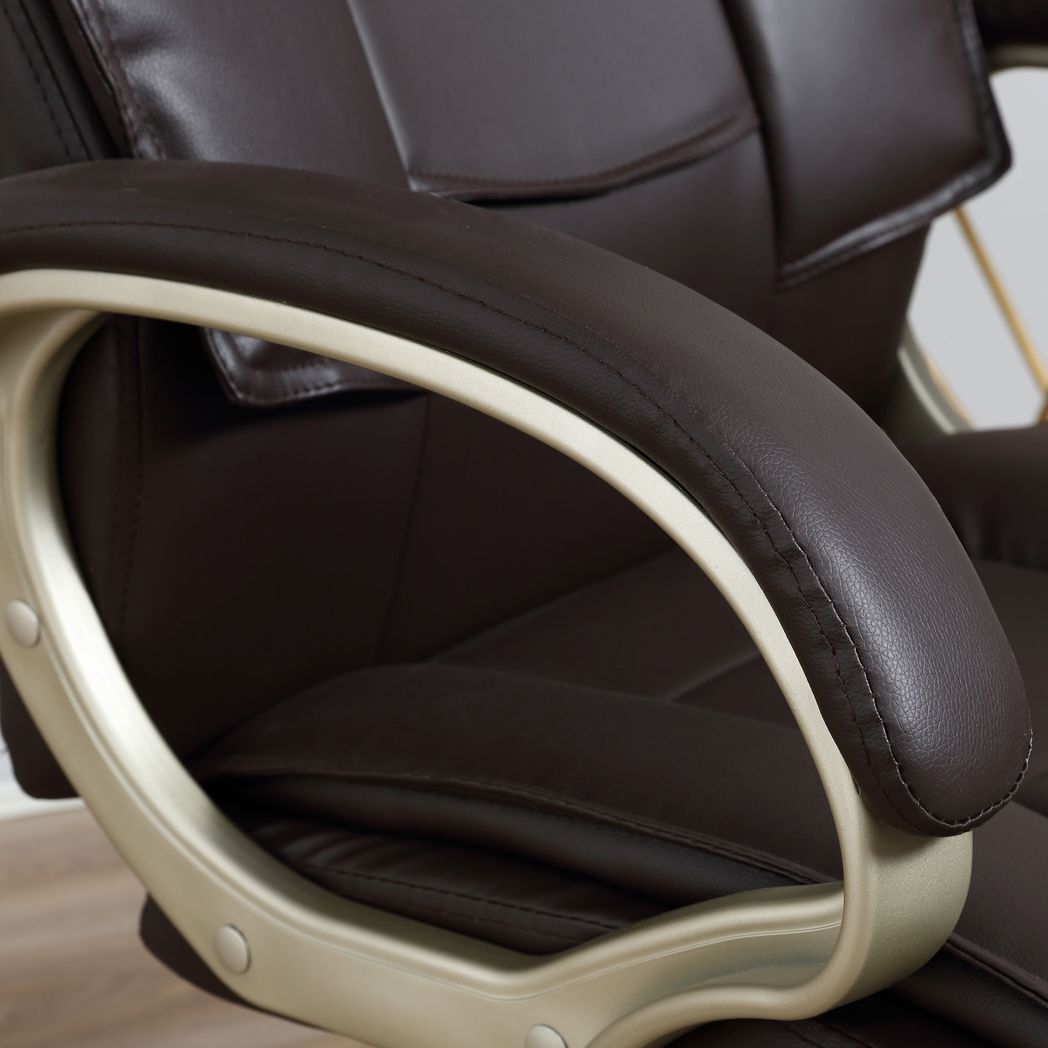 Executive Computer Office Desk Chair High Back Faux Leather Swivel Chair Brown