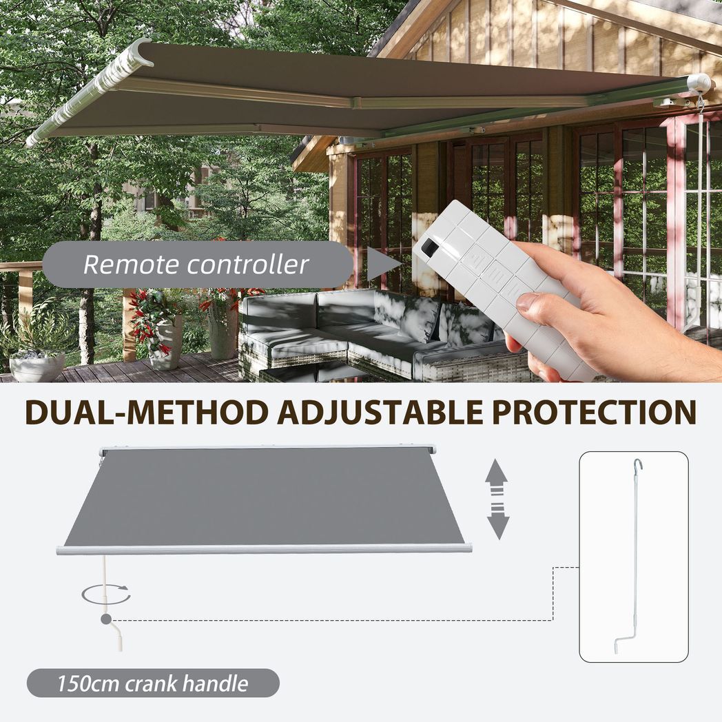Svvalka 4x3m Full Cassette Electric Retractable Awning for Patio Door Window