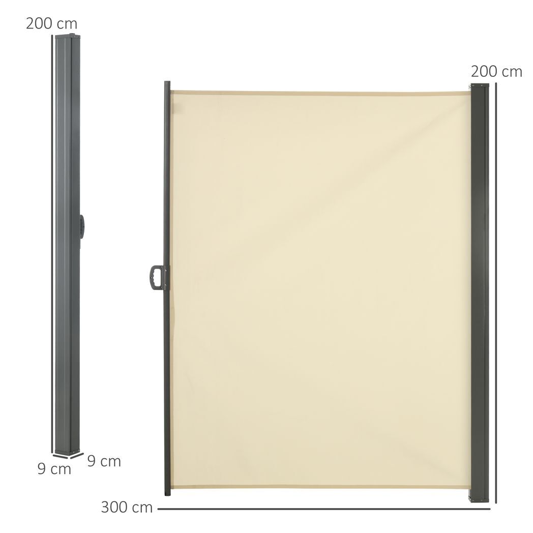 3x2M Retractable Side Awning Screen Fence Patio Privacy Divider Cream