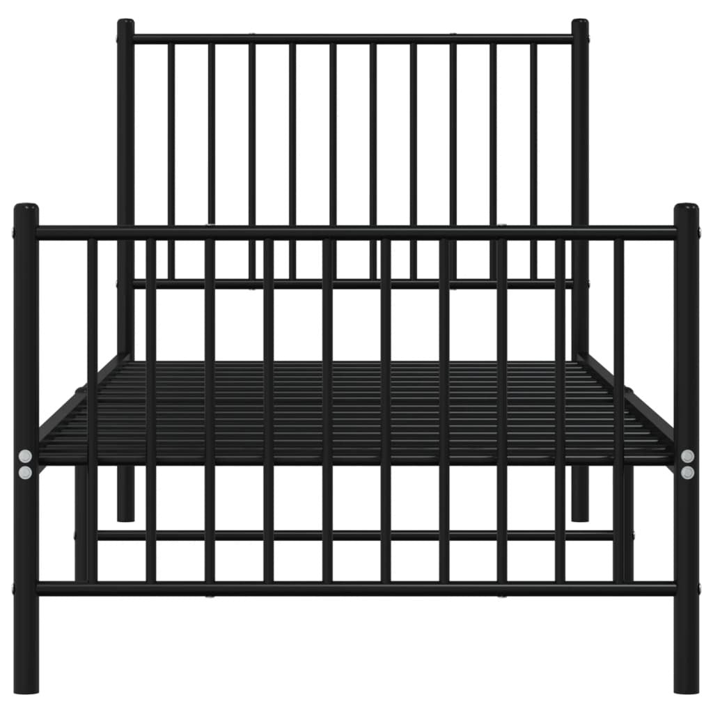 Metal Bed Frame with Headboard and Footboard Black 80x200 cm