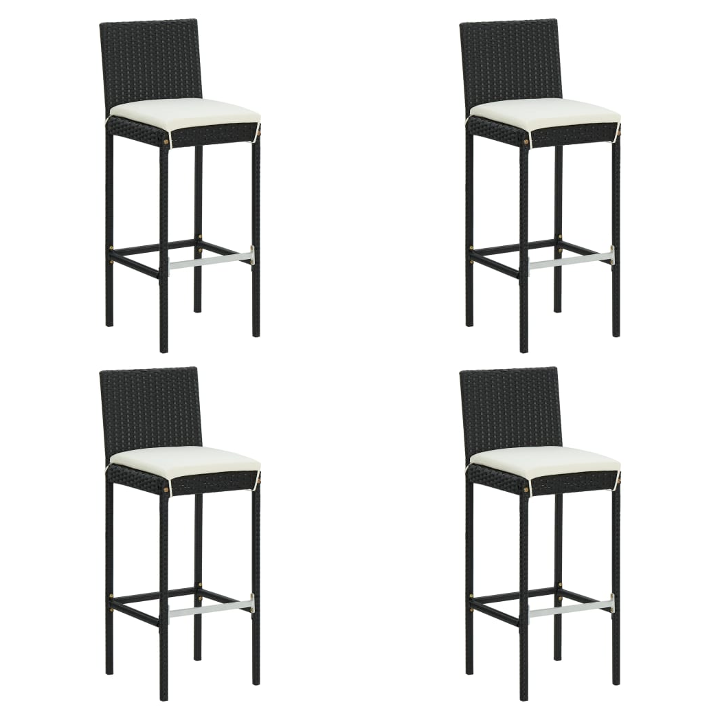 5 Piece Garden Bar Set with Cushions Poly Rattan Black