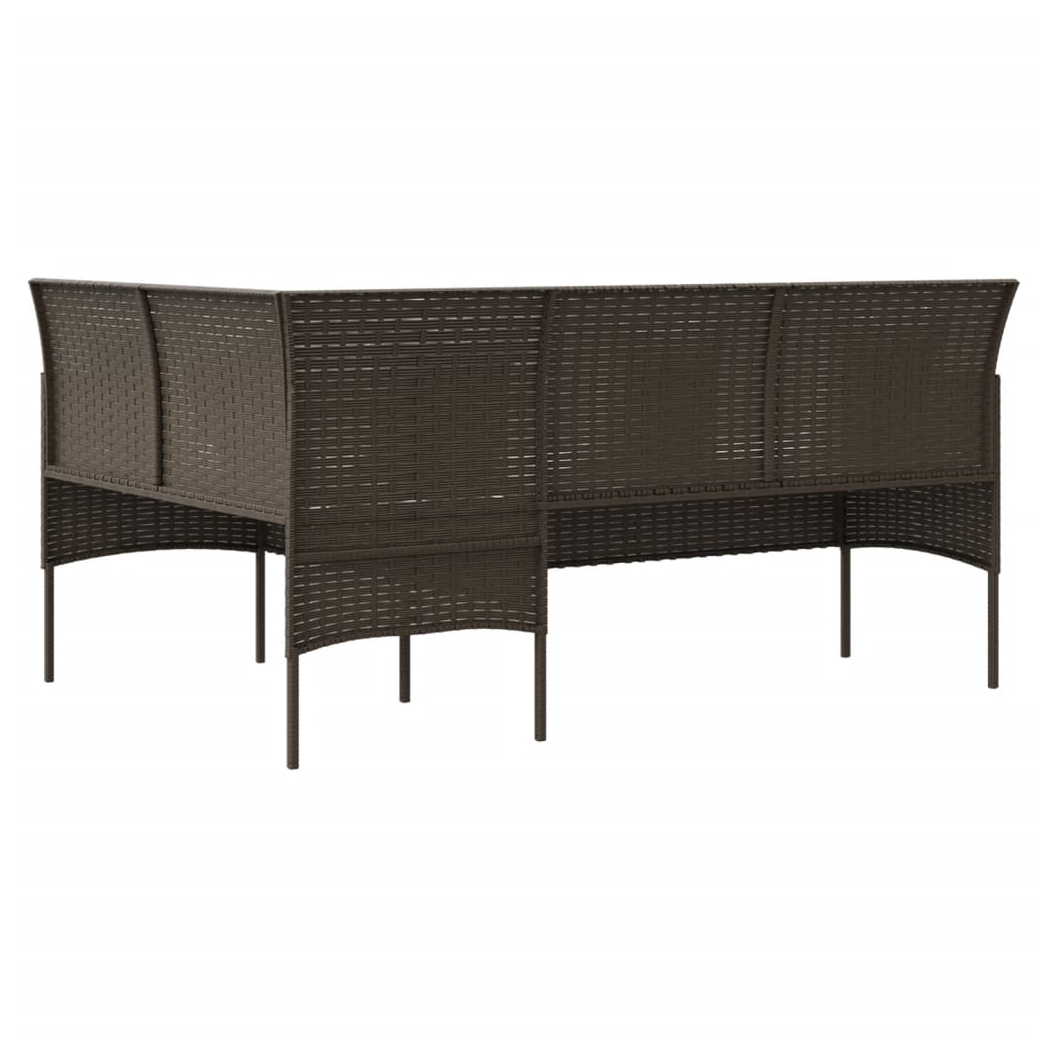 5 Piece L-shaped Couch Sofa Set with Cushions Poly Rattan Brown