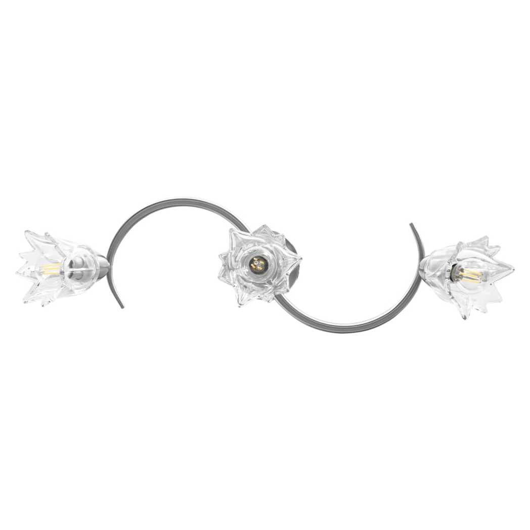 Ceiling Lamp with Transparent Glass Shades for 3 E14 Bulbs Tulip