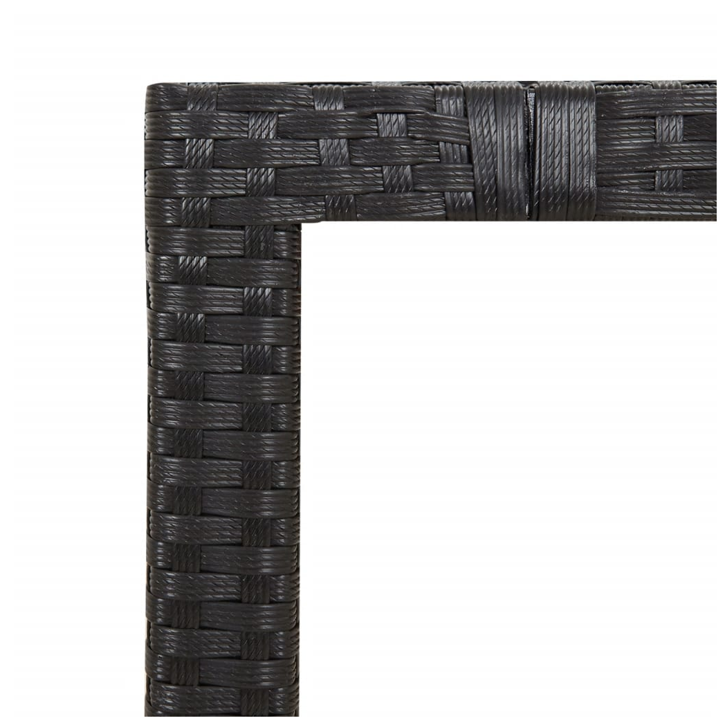 Garden Table with Wooden Top Black Poly Rattan&Solid Wood Acacia