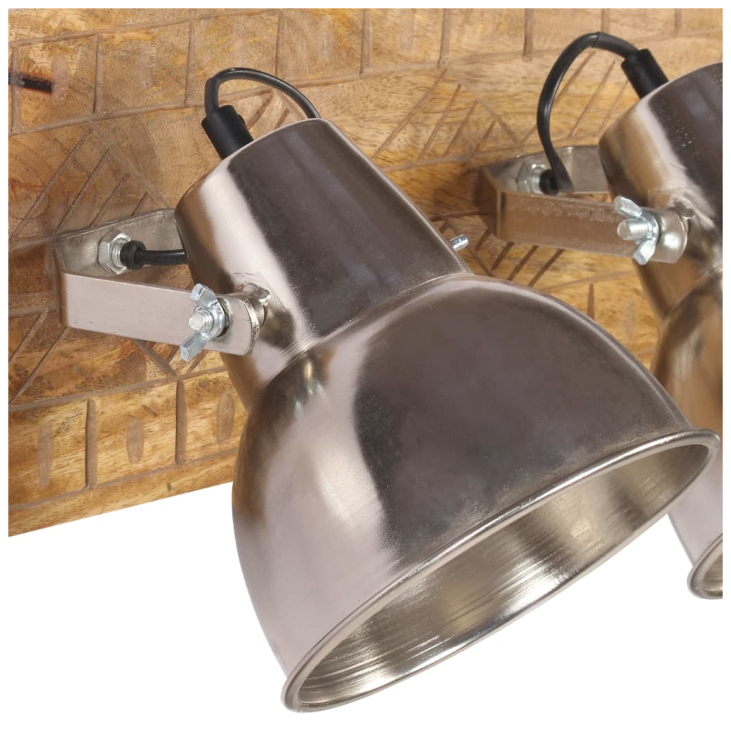 Industrial Wall Lamp Silver 70x23 cm E27 Mango Wood