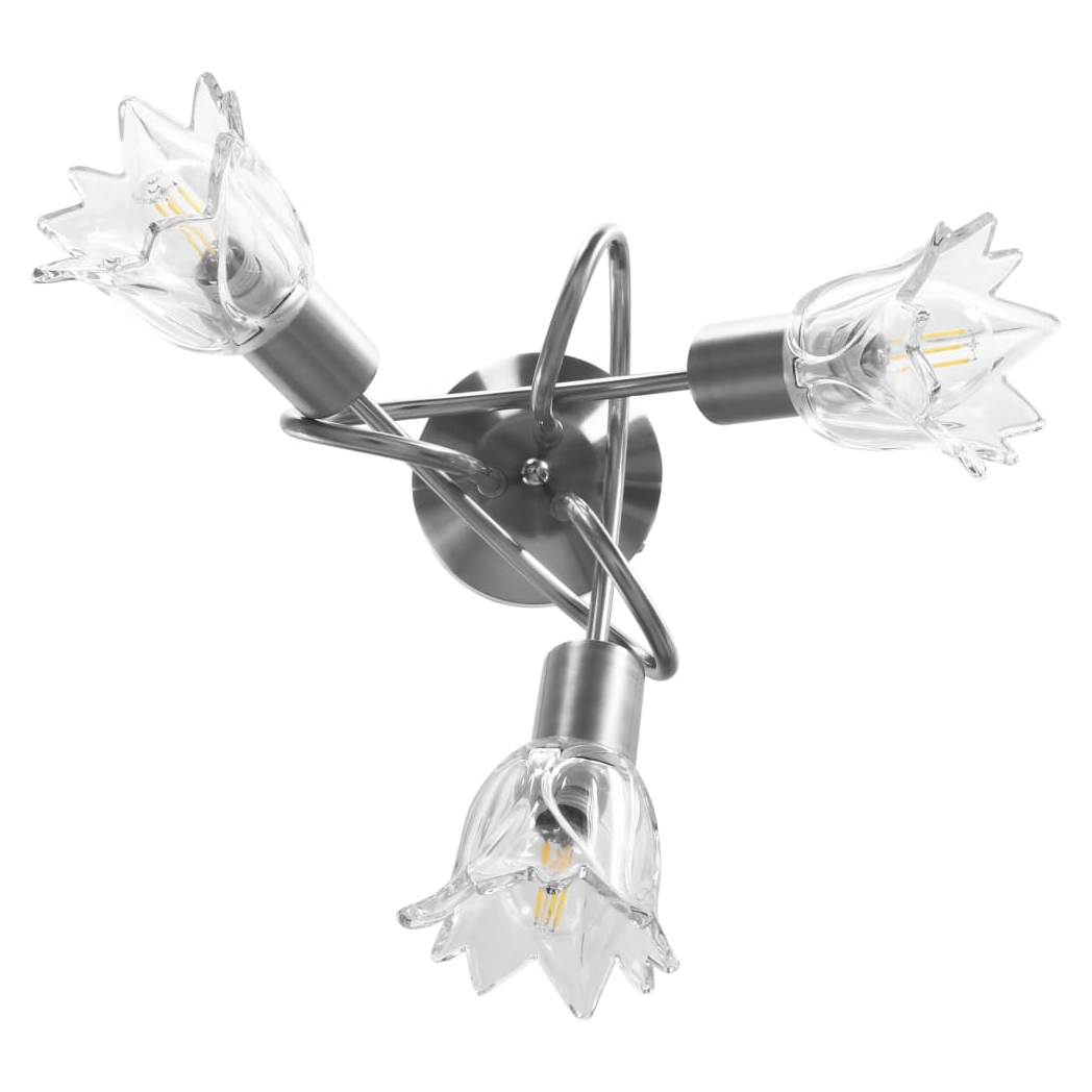 Ceiling Lamp with Transparent Glass Shades for 3 E14 Bulbs Tulip