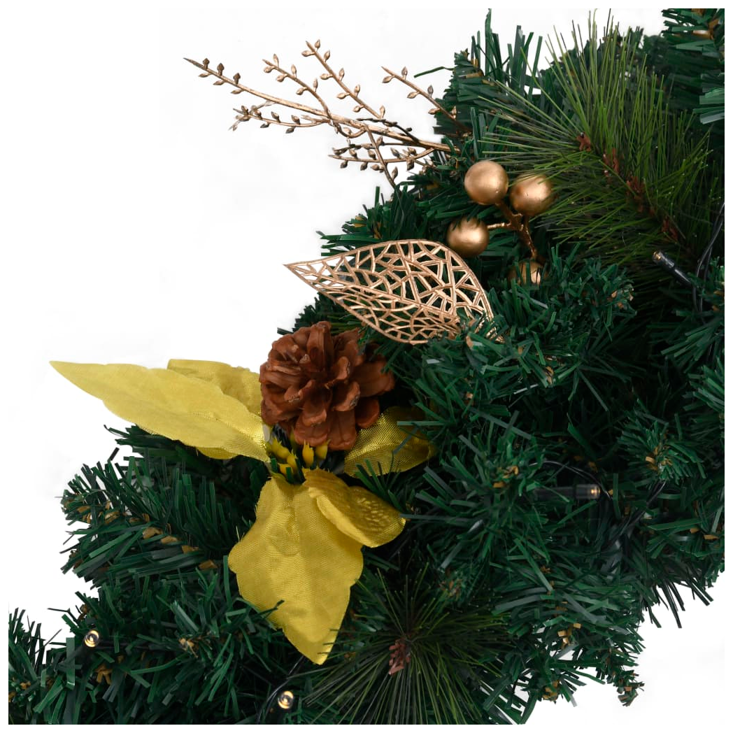 Christmas Wreath with LED Lights Green 60 cm PVC