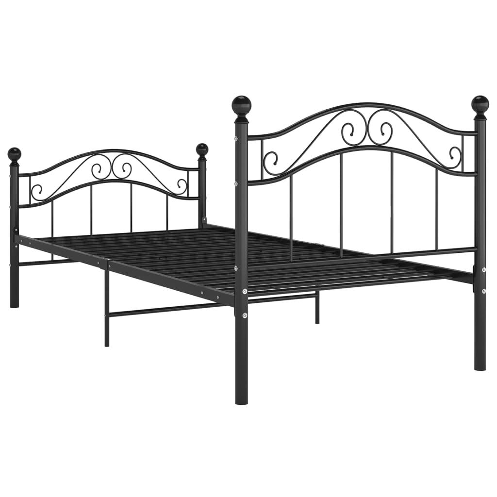 Bed Frame Black Metal 100x200 cm